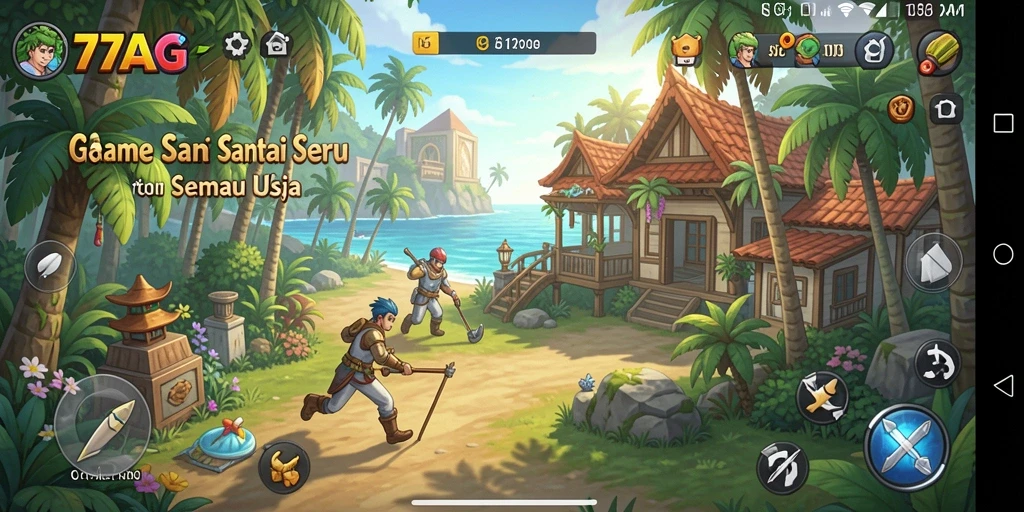 Tampilan gameplay <strong>77AG</strong> yang ceria dan penuh tantangan.