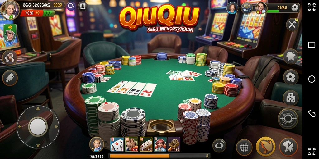 Screenshot utama 8G8G menunjukkan suasana permainan QiuQiu yang dinamis.