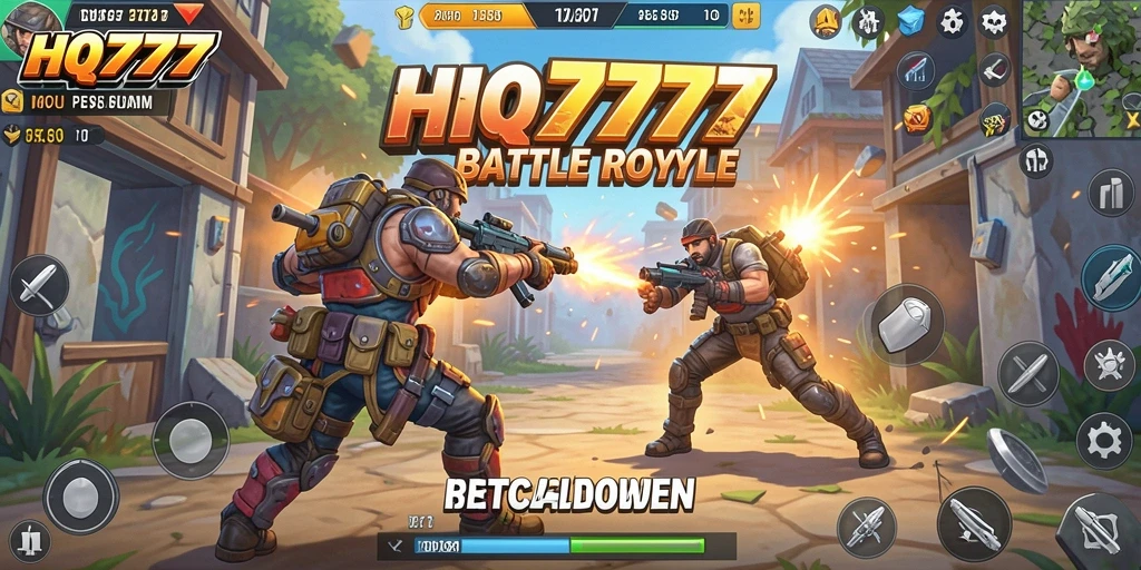 Tampilan mendebarkan dari gameplay HQ777 Battle Royale.