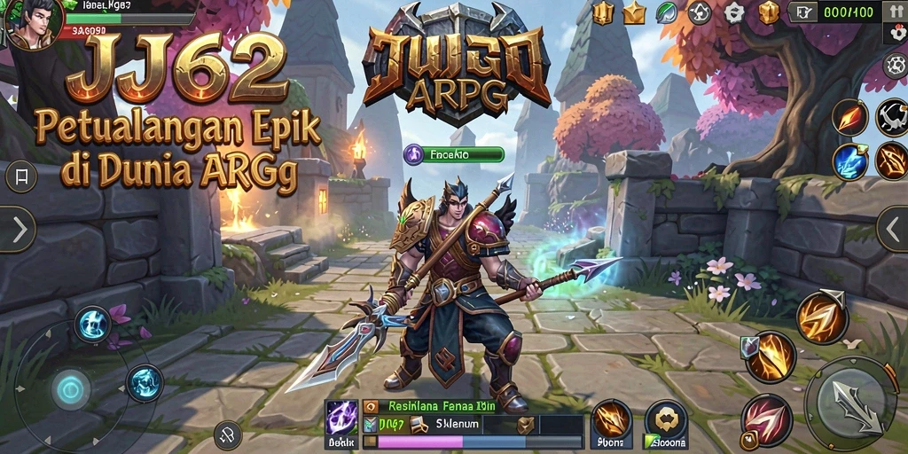 Screenshot utama JJ62 menampilkan pertarungan epik dalam dunia ARPG.