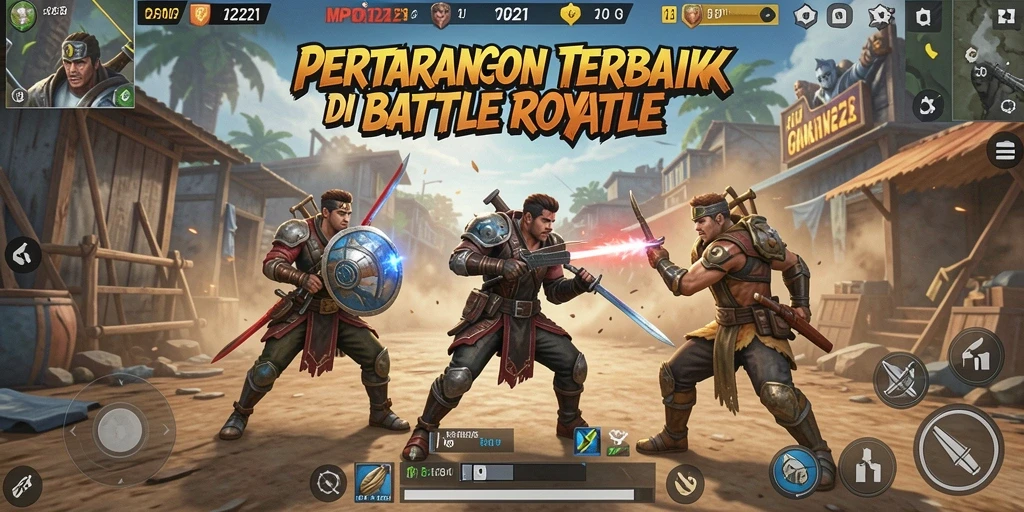 Screenshot menampilkan aksi mendebarkan dalam gameplay Battle Royale.