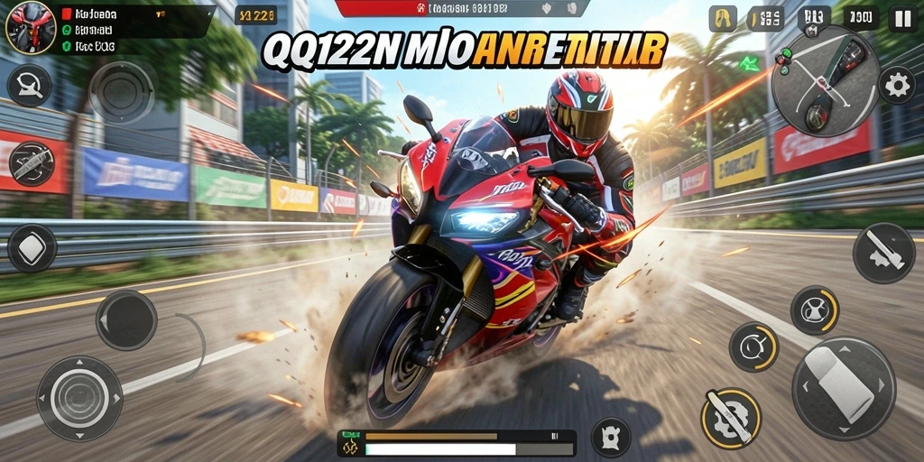 Screenshot dari gameplay menampilkan balap motor mendebarkan.