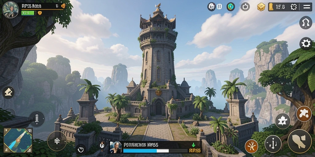 Screenshot gameplay RP55 yang menunjukkan aksi seru Tower Defense.
