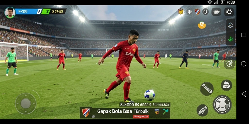 Tangkapan layar gameplay seru dalam RR89 saat pertandingan sepak bola.