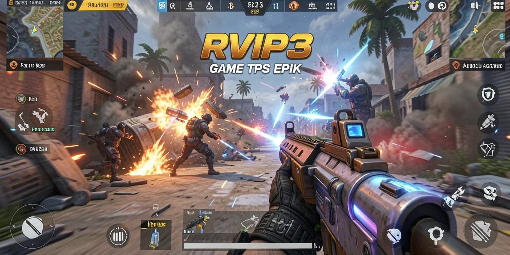 Tampilan menarik gameplay RVIP3 dalam aksi tembak-menembak.