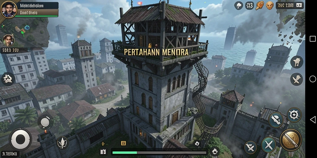 Tangkapan layar gameplay S13 menampilkan menara dengan efek serangan yang mendebarkan.