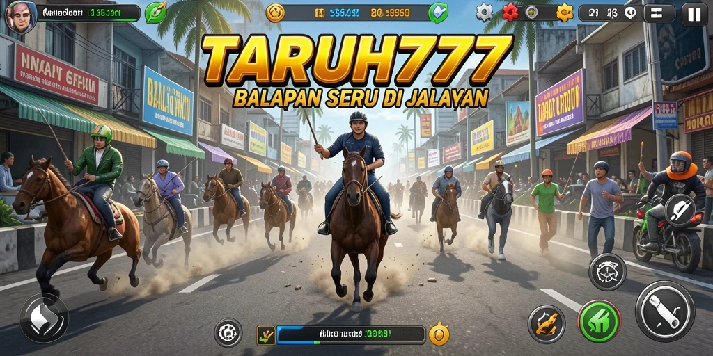 Screenshot TARUH777 menampilkan balapan mendebarkan di lintasan kota.