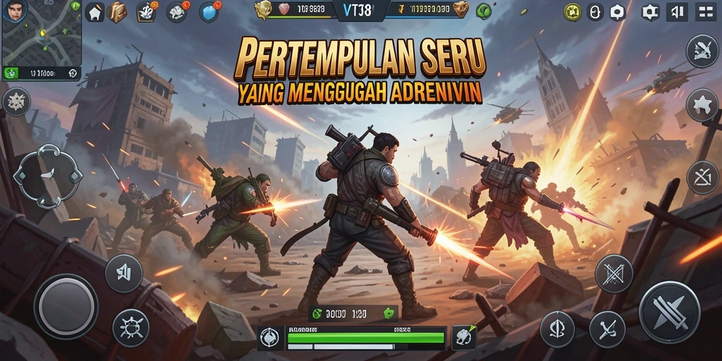 Tampilan gameplay seru dengan aksi pertempuran yang mendebarkan.
